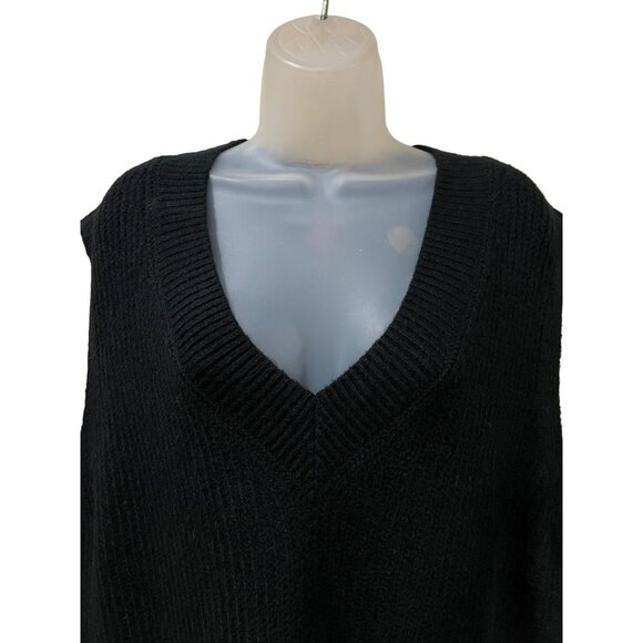 Vince Camuto Ladies Oversized V-Neck Knit Sweater Vest Rich Black L New With Tag - Picture 9 of 9